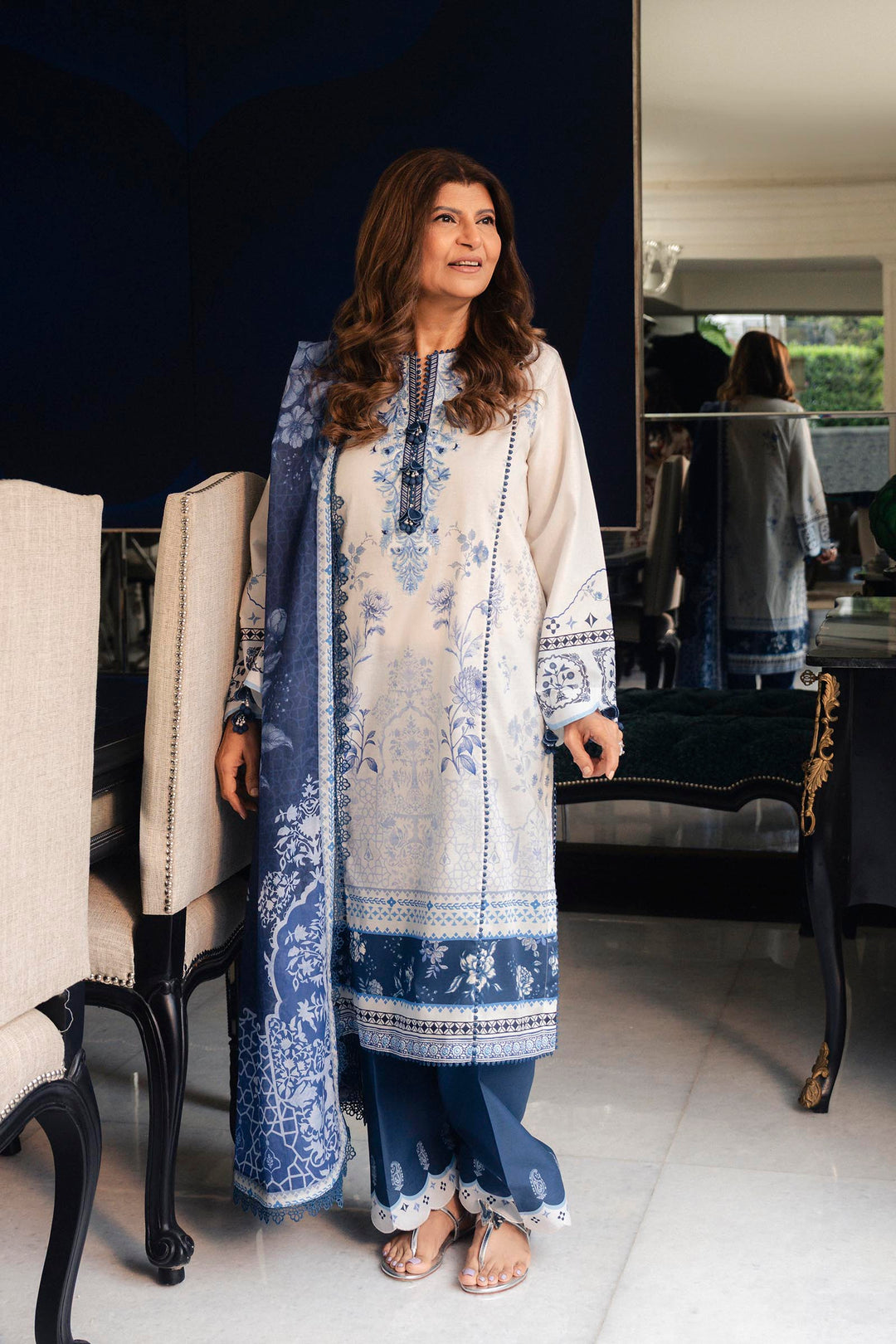 Sana Safinaz Embroidered 3 Piece Lawn Suit Unstitched White