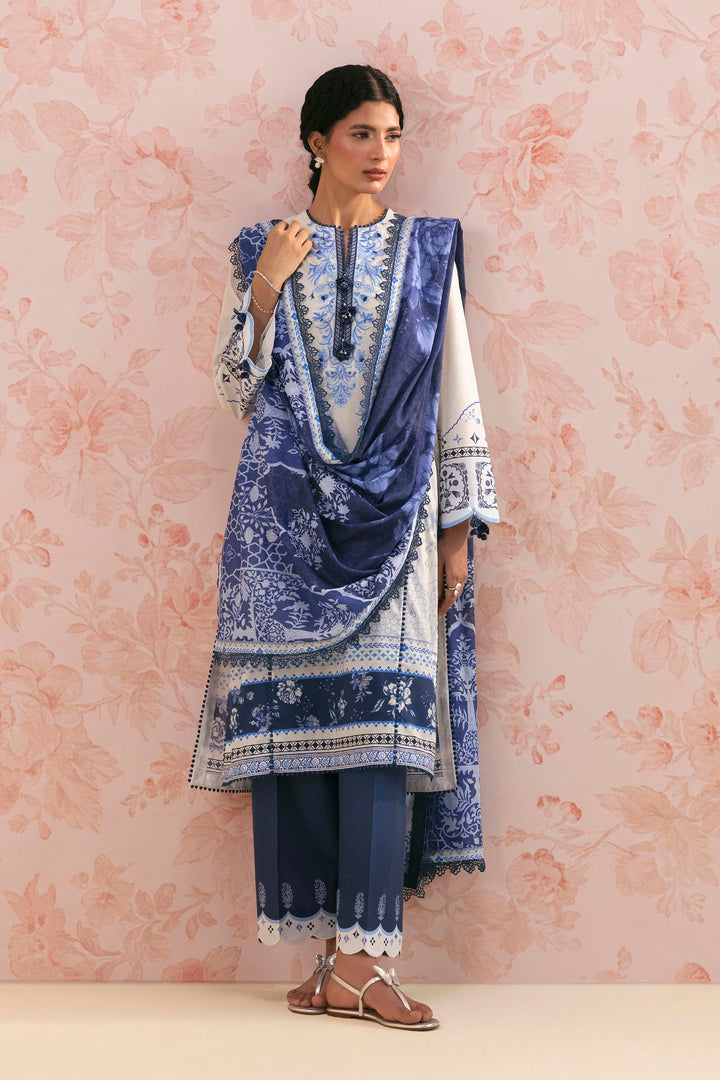 Sana Safinaz Embroidered 3 Piece Lawn Suit Unstitched White
