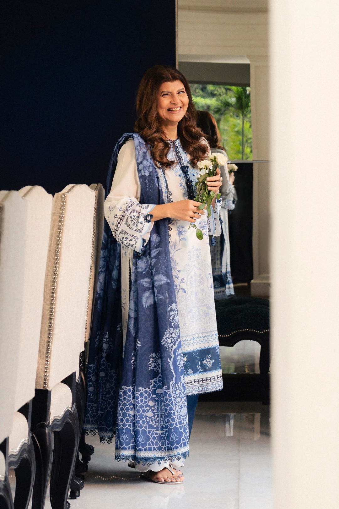 Sana Safinaz Embroidered 3 Piece Lawn Suit Unstitched White