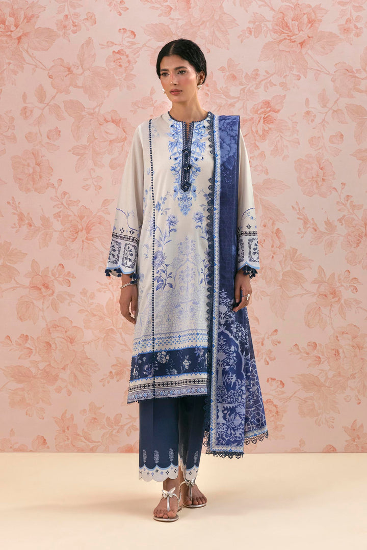 Sana Safinaz Embroidered 3 Piece Lawn Suit Unstitched White