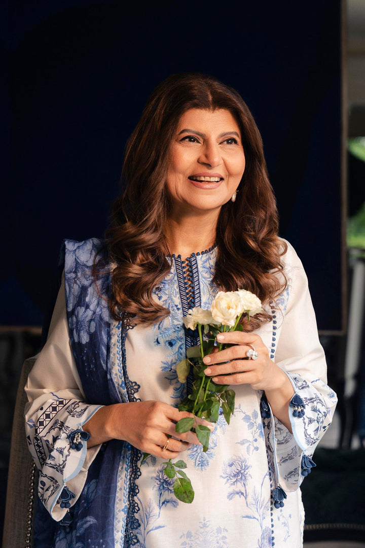 Sana Safinaz Embroidered 3 Piece Lawn Suit Unstitched White