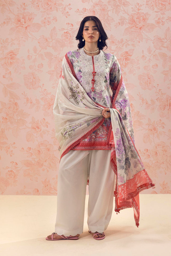 Sana Safinaz Embroidered 3 Piece Lawn Suit Unstitched Off White