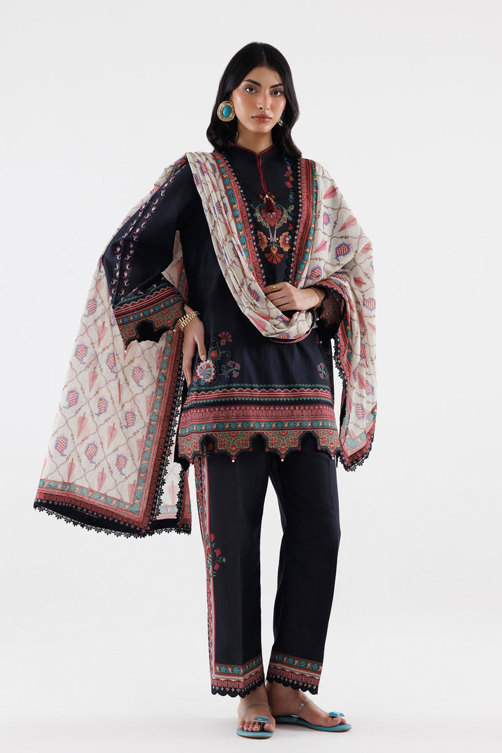 Sana Safinaz Embroidered 3 Piece Lawn Suit Unstitched Black