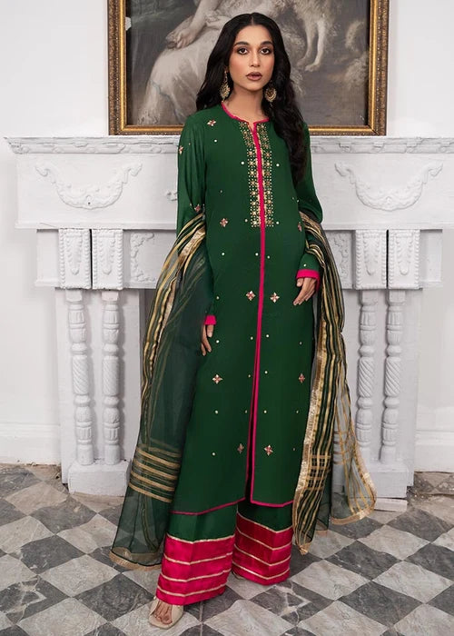 Laleen Alfaaz Suit Bottle green 3 Piece