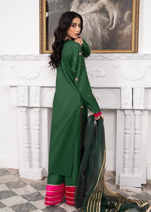 Laleen Alfaaz Suit Bottle green 3 Piece