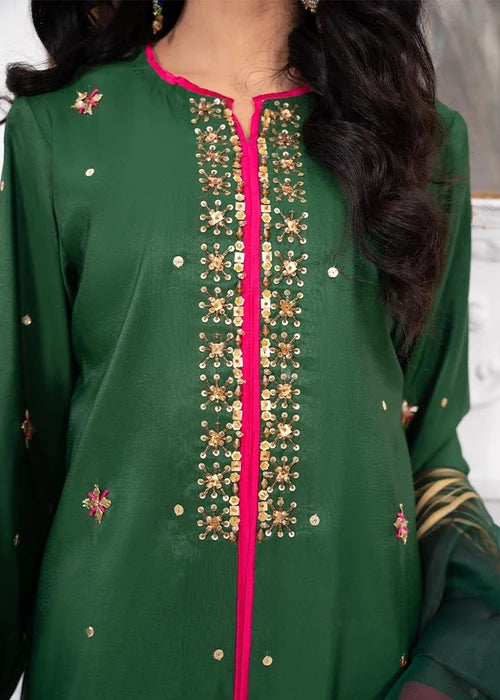Laleen Alfaaz Suit Bottle green 3 Piece