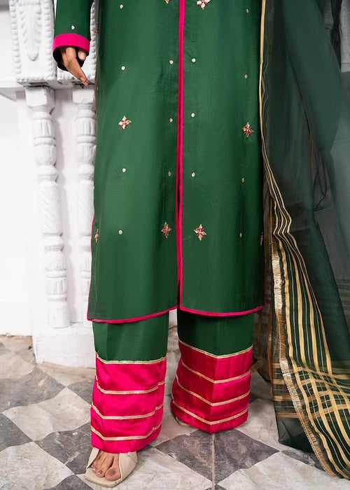 Laleen Alfaaz Suit Bottle green 3 Piece