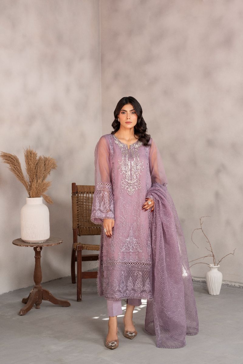 Laleen - Azure Organza Suit For Women - Lalic - 3 Piece