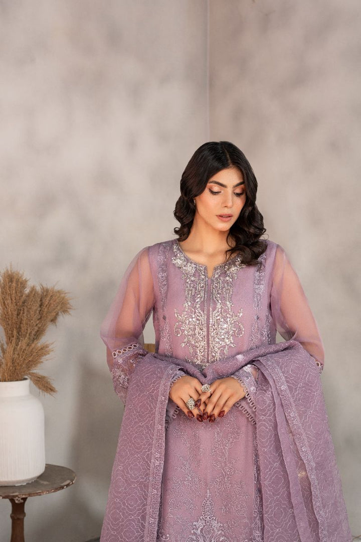 Laleen - Azure Organza Suit For Women - Lalic - 3 Piece