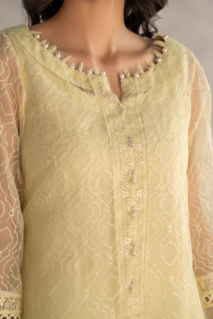 Laleen - Blaze Organza Suit For Women - Yellow - 3 Piece