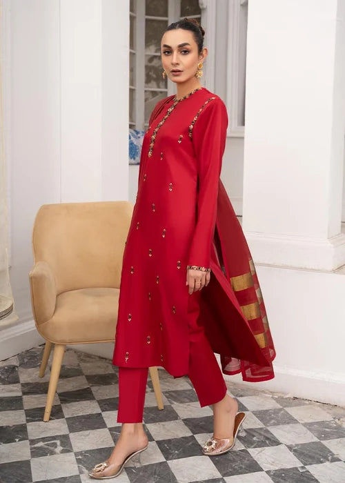 Laleen Chiraagh Suit Red 3 Piece