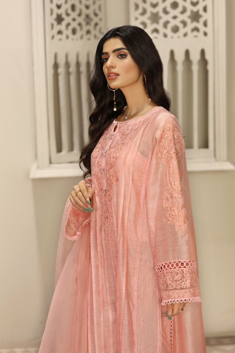 Laleen - GUL Cotton Silk Suit For Women - Pink - 3 Piece