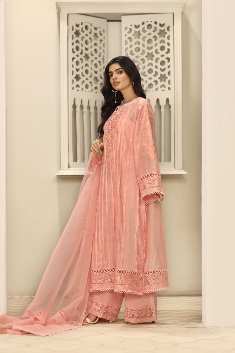 Laleen - GUL Cotton Silk Suit For Women - Pink - 3 Piece