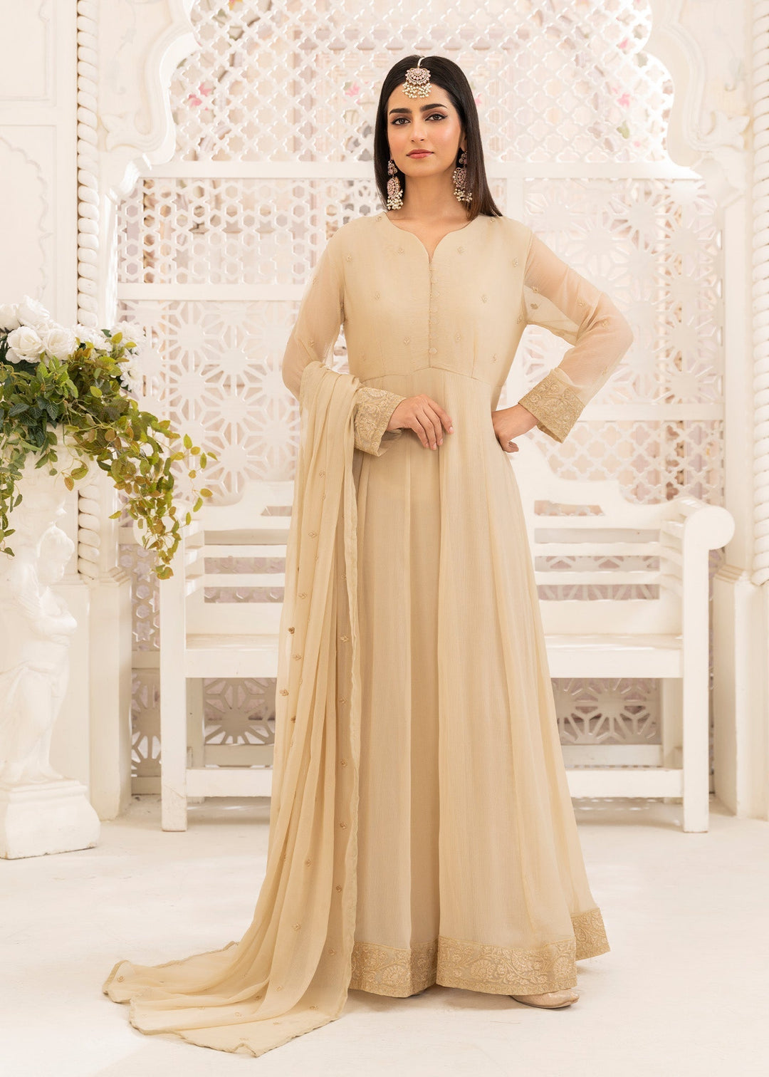 Laleen Hamnawah Pishwas Beige 3 Piece