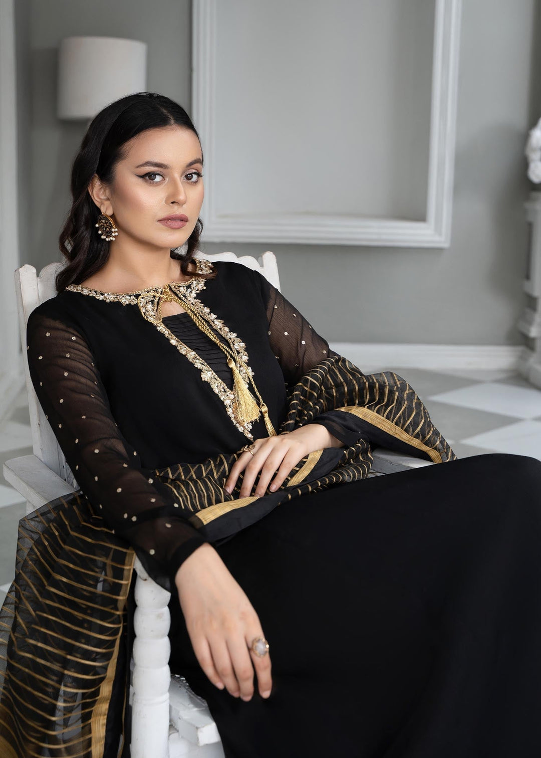 Laleen Haniya Pishwas Black 3 Piece