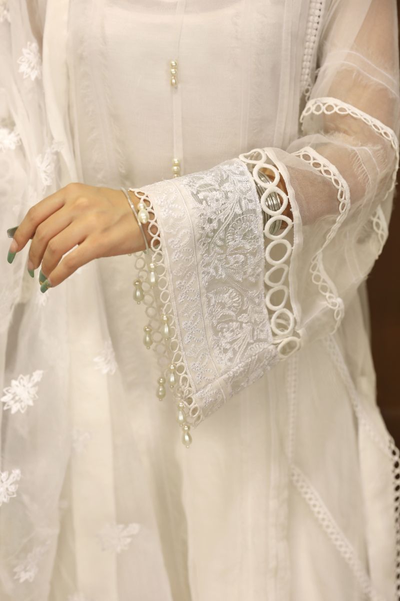 Laleen - Haya Organza Suit For Women - White - 3 Piece