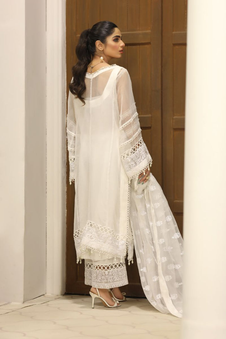 Laleen - Haya Organza Suit For Women - White - 3 Piece