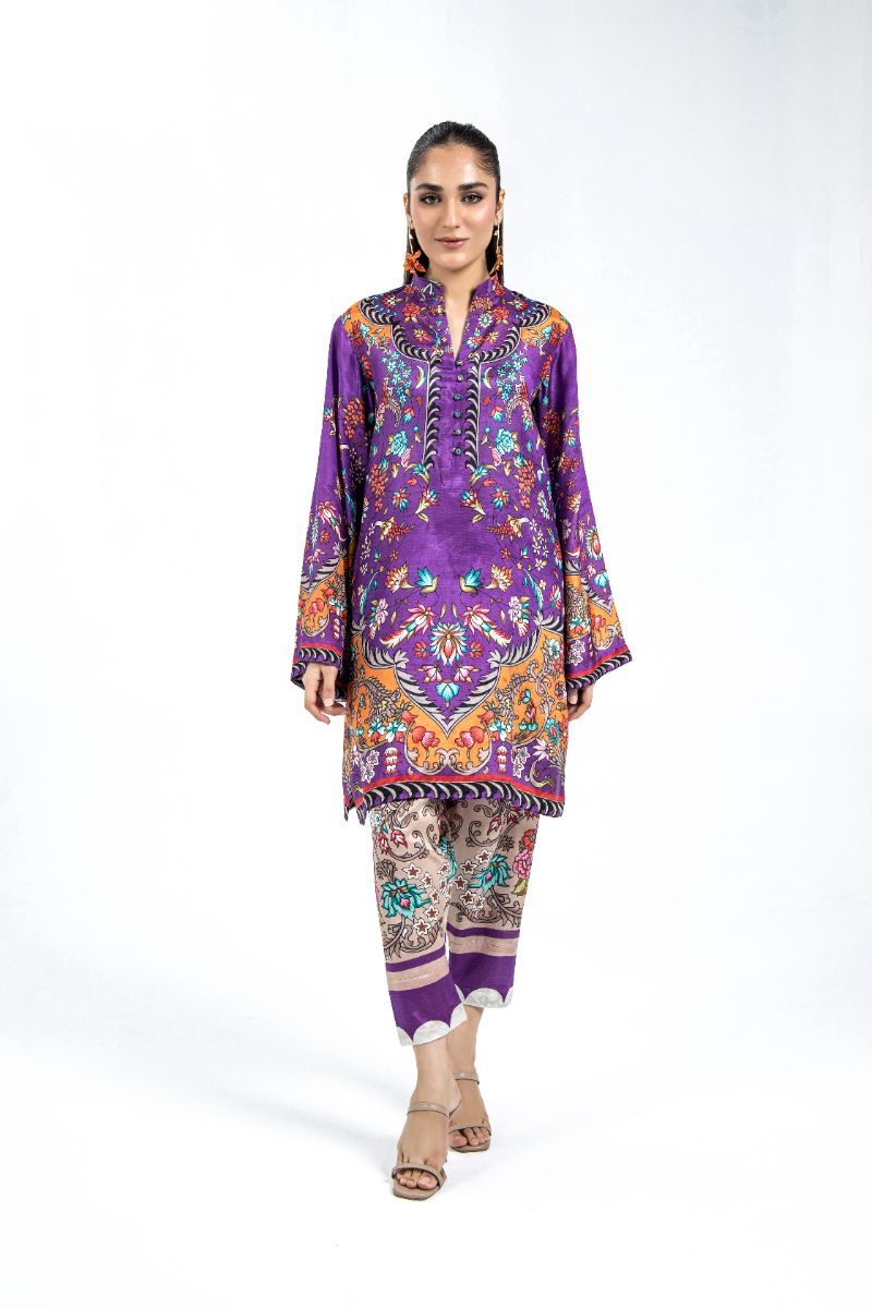 Laleen - Hue Haven Raw Silk Suit For Women - Purple - 2 Piece