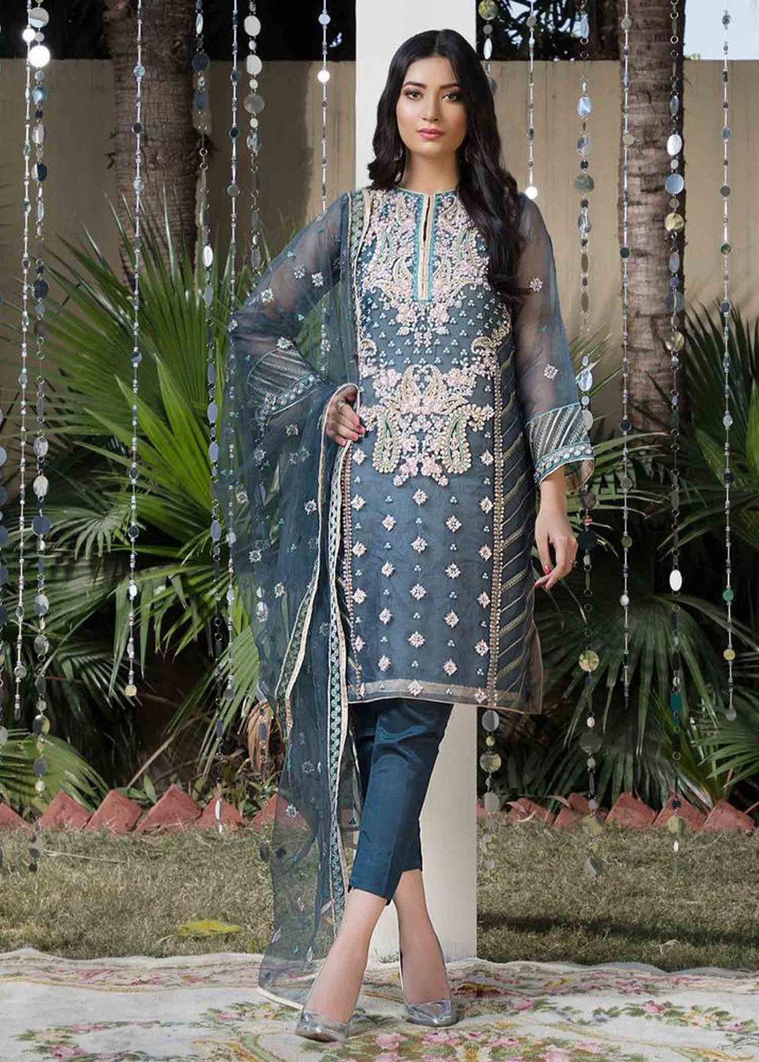 Laleen Mystic Teal 3 Piece Suit Teal