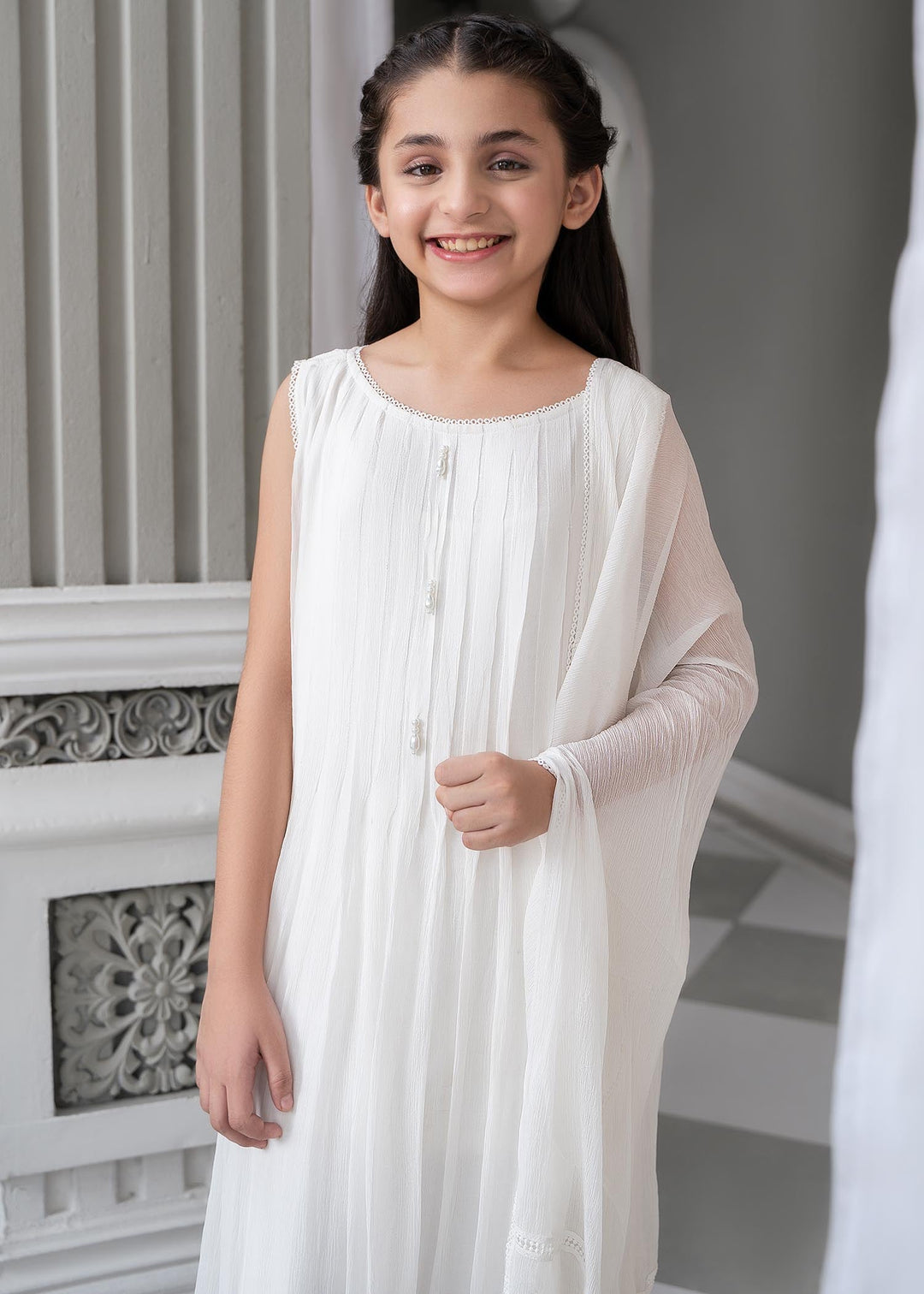 Laleen Nila Pishwas White 3 Piece
