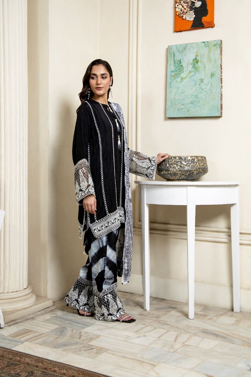 Laleen - Nur Viscose Suit For Women - Black - 3 Piece