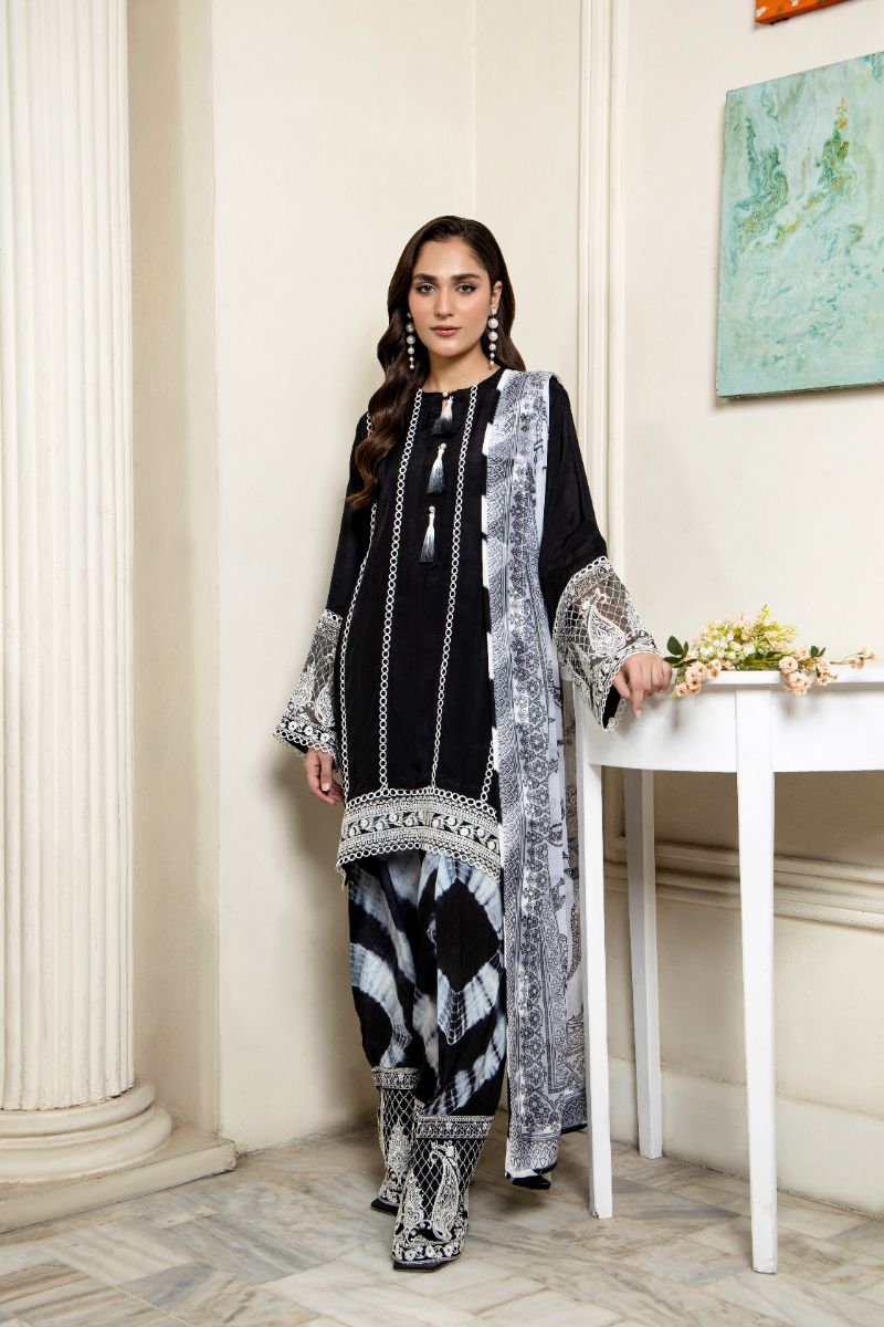 Laleen - Nur Viscose Suit For Women - Black - 3 Piece