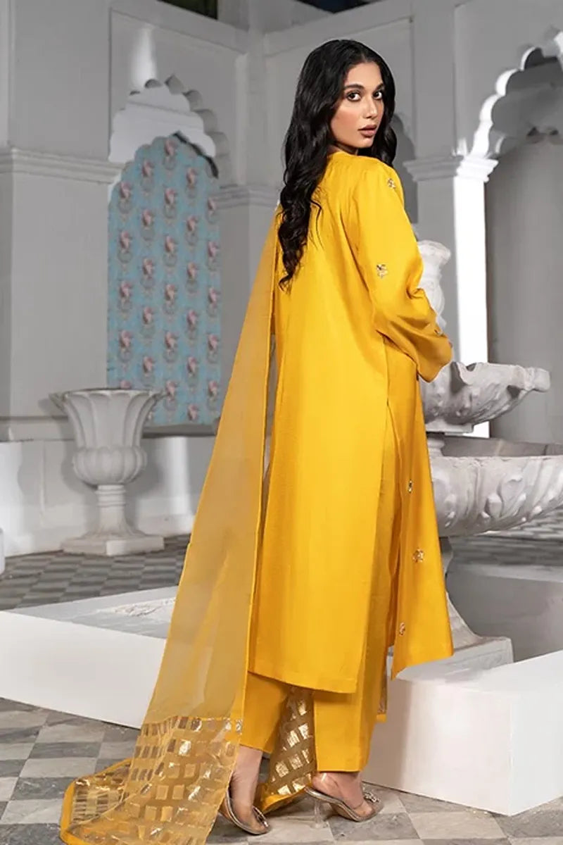 Laleen Resham Suit Yellow 3 Piece