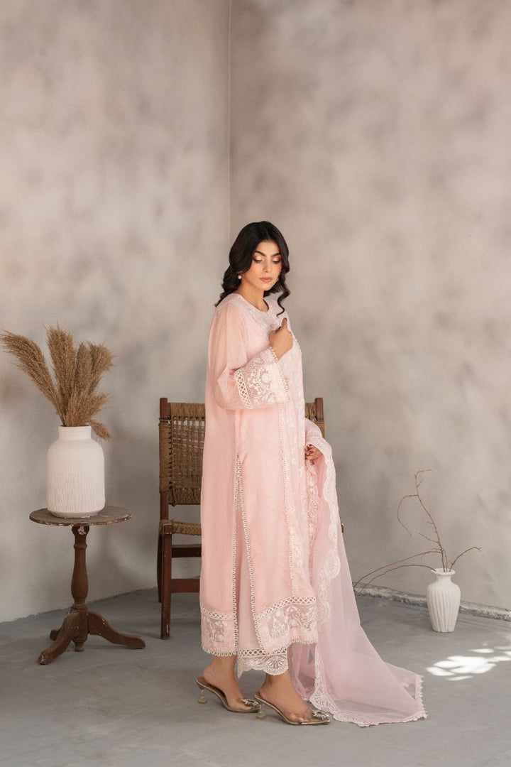 Laleen - Serene Cotton Silk Suit For Women - Pink - 3 Piece