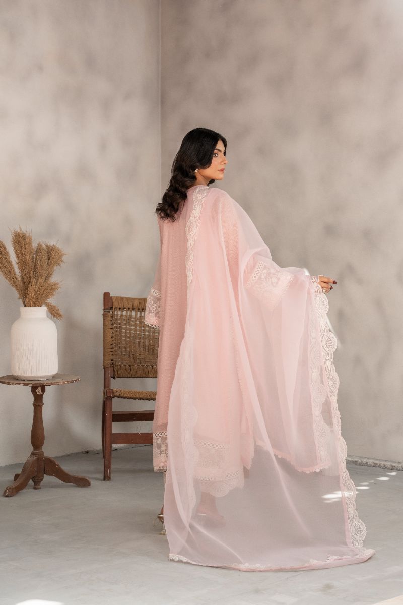 Laleen - Serene Cotton Silk Suit For Women - Pink - 3 Piece