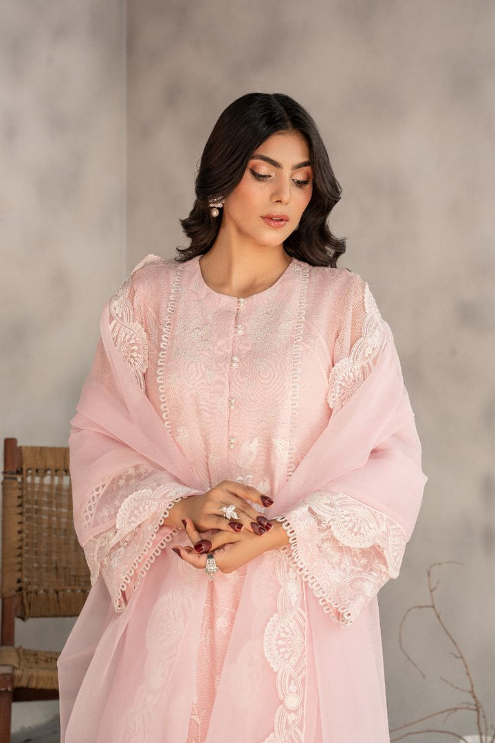 Laleen - Serene Cotton Silk Suit For Women - Pink - 3 Piece