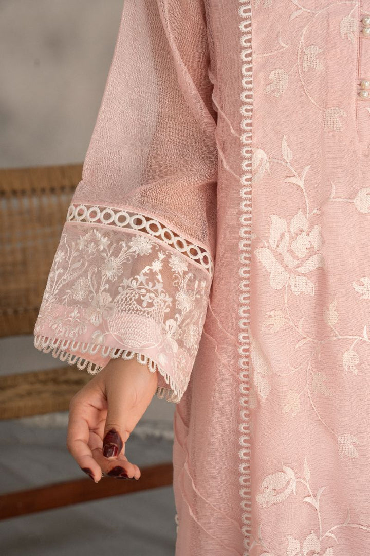 Laleen - Serene Cotton Silk Suit For Women - Pink - 3 Piece