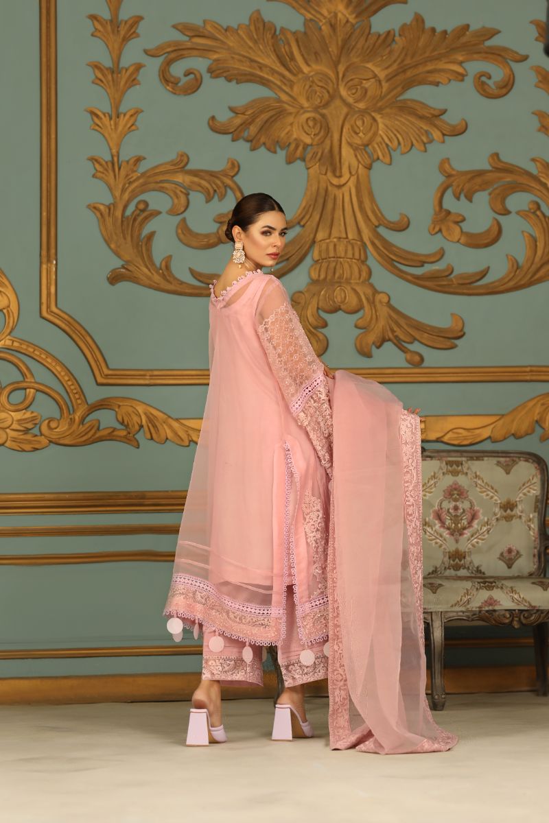 Laleen - Shabnamii Organza Suit For Women - Pink - 3 Piece