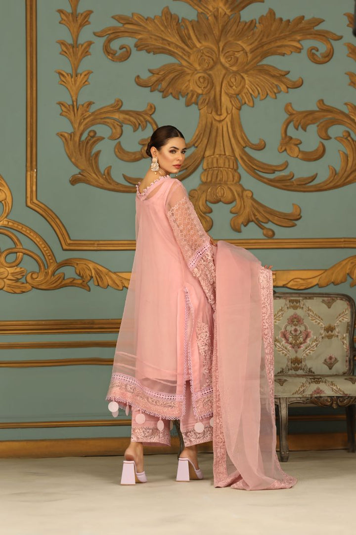 Laleen - Shabnamii Organza Suit For Women - Pink - 3 Piece