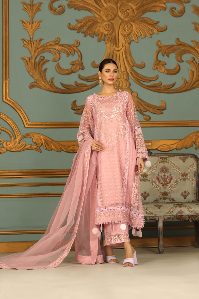 Laleen - Shabnamii Organza Suit For Women - Pink - 3 Piece