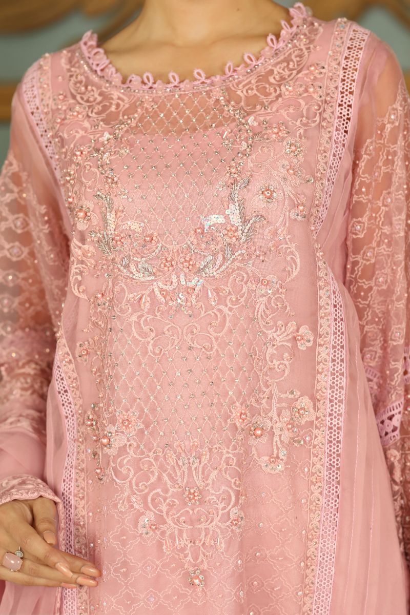 Laleen - Shabnamii Organza Suit For Women - Pink - 3 Piece