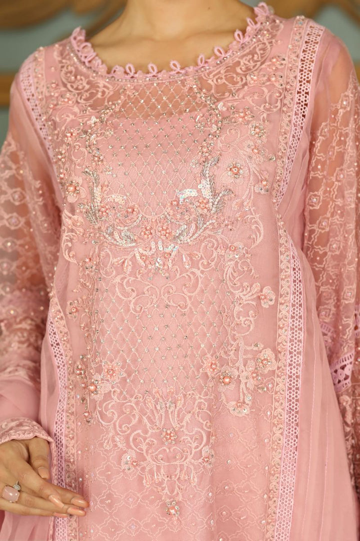Laleen - Shabnamii Organza Suit For Women - Pink - 3 Piece