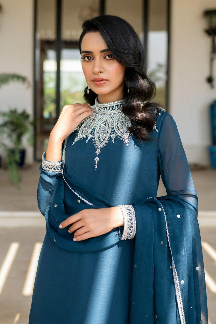 hina khawaja in Natasha Kamal - Lapis - teal - Georgette lined with crepe de chin - 3 Piece