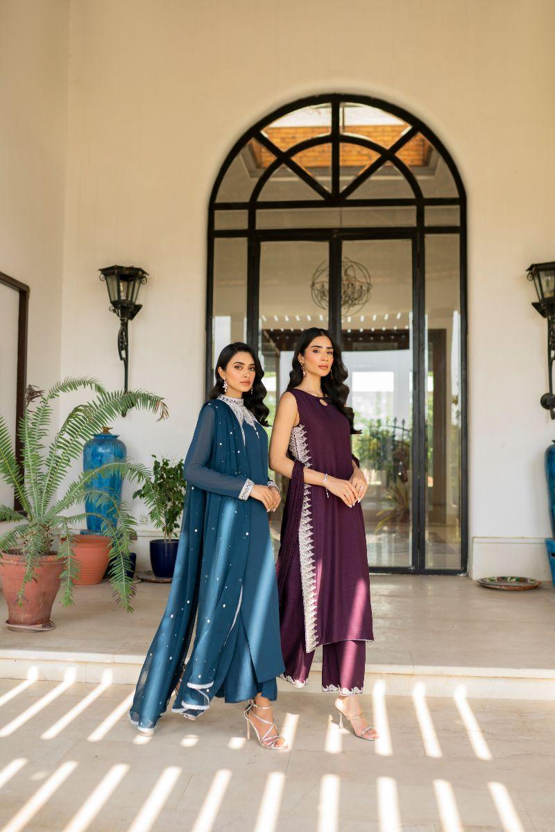 hina khawaja in Natasha Kamal - Lapis - teal - Georgette lined with crepe de chin - 3 Piece