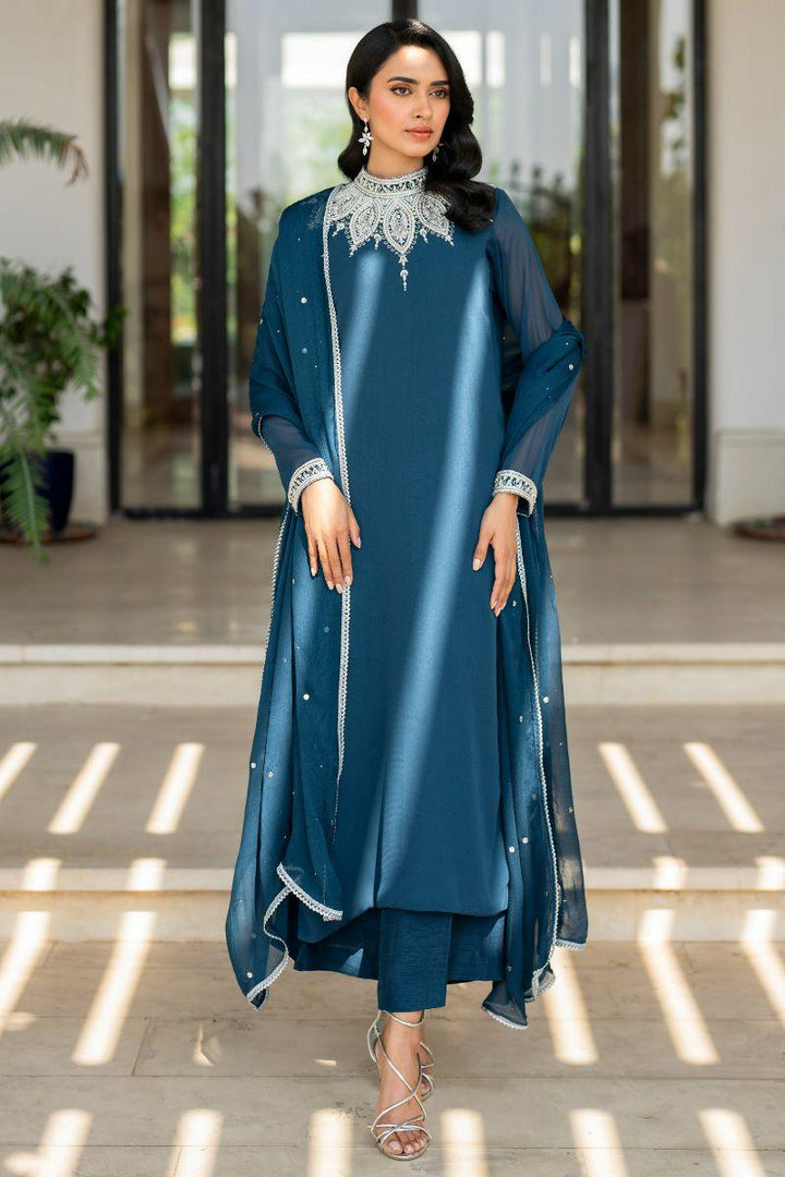 hina khawaja in Natasha Kamal - Lapis - teal - Georgette lined with crepe de chin - 3 Piece
