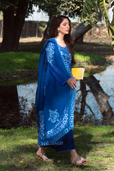 Natasha Kamal - Gorgette Chiffon Lola Suit For Women - Blue - 3 Piece