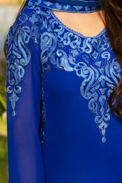 Natasha Kamal - Gorgette Chiffon Lola Suit For Women - Blue - 3 Piece