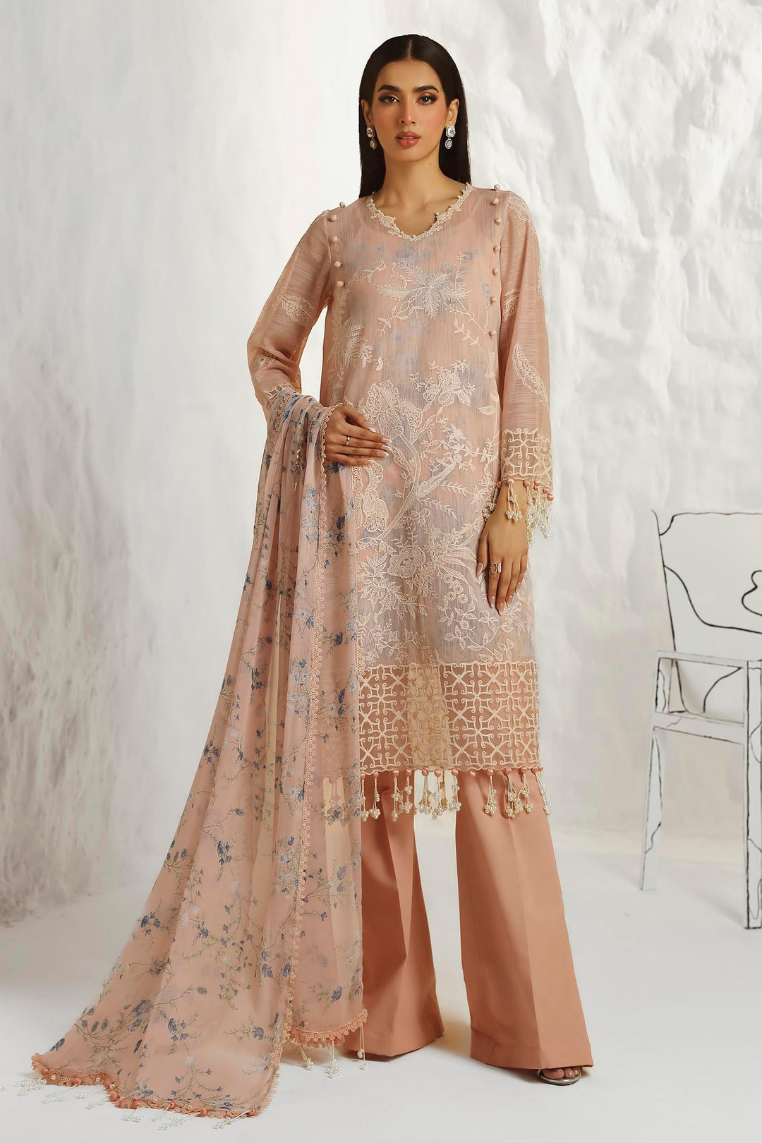 Sana Safinaz - M242-016B-Cj - Lawn-Pink - 3 Piece - Unstitch
