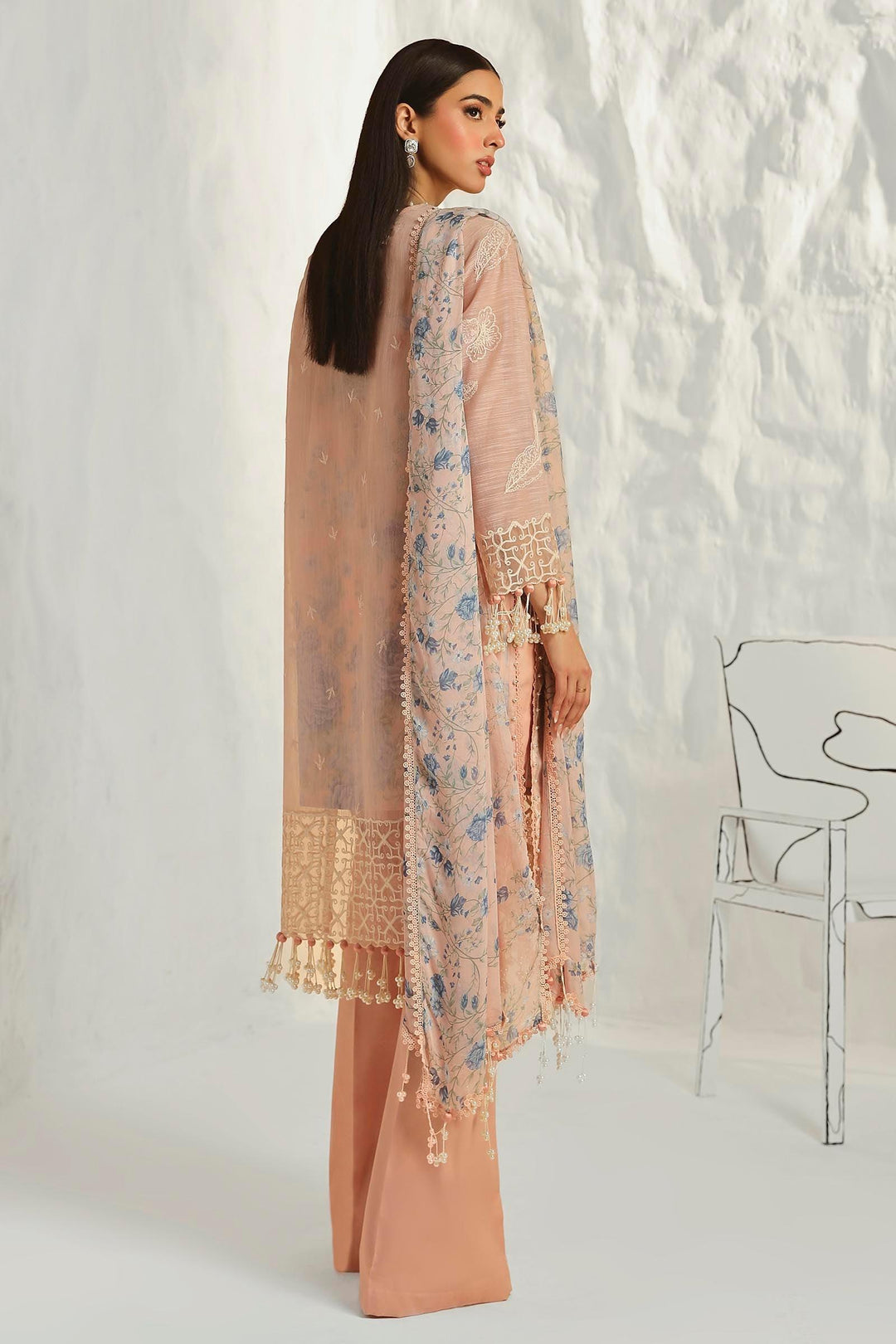 Sana Safinaz - M242-016B-Cj - Lawn-Pink - 3 Piece - Unstitch
