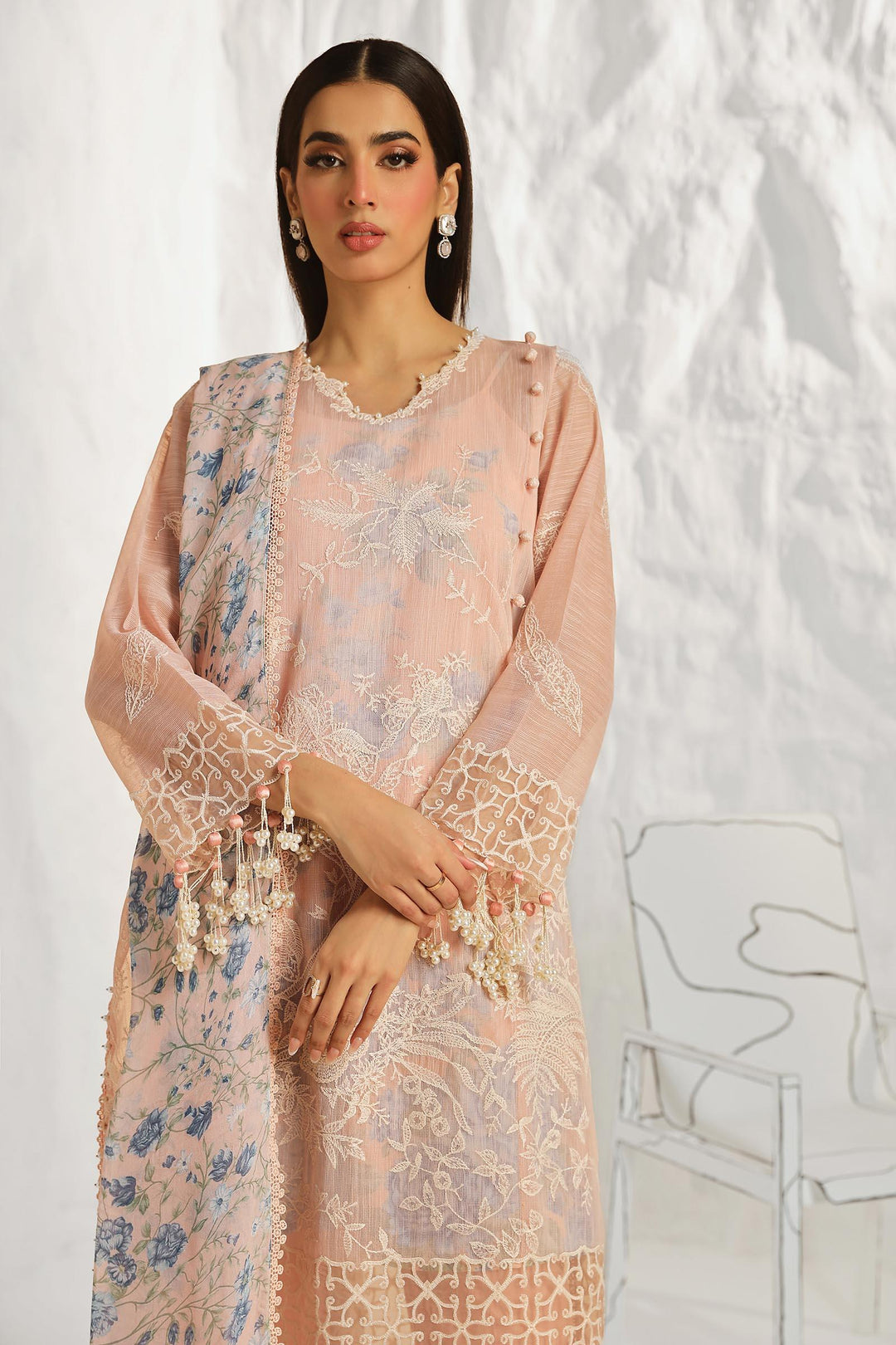 Sana Safinaz - M242-016B-Cj - Lawn-Pink - 3 Piece - Unstitch