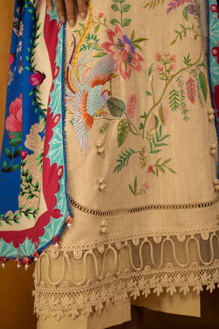 Sana Safinaz - Slub Muzlin - 3 Piece - Unstitched - M253-001A-3Cp