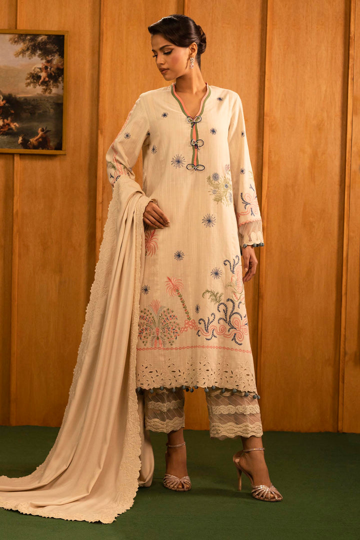 Sana Safinaz - Slub Muzlin - 3 Piece - Unstitched - M253-003B-3Cp