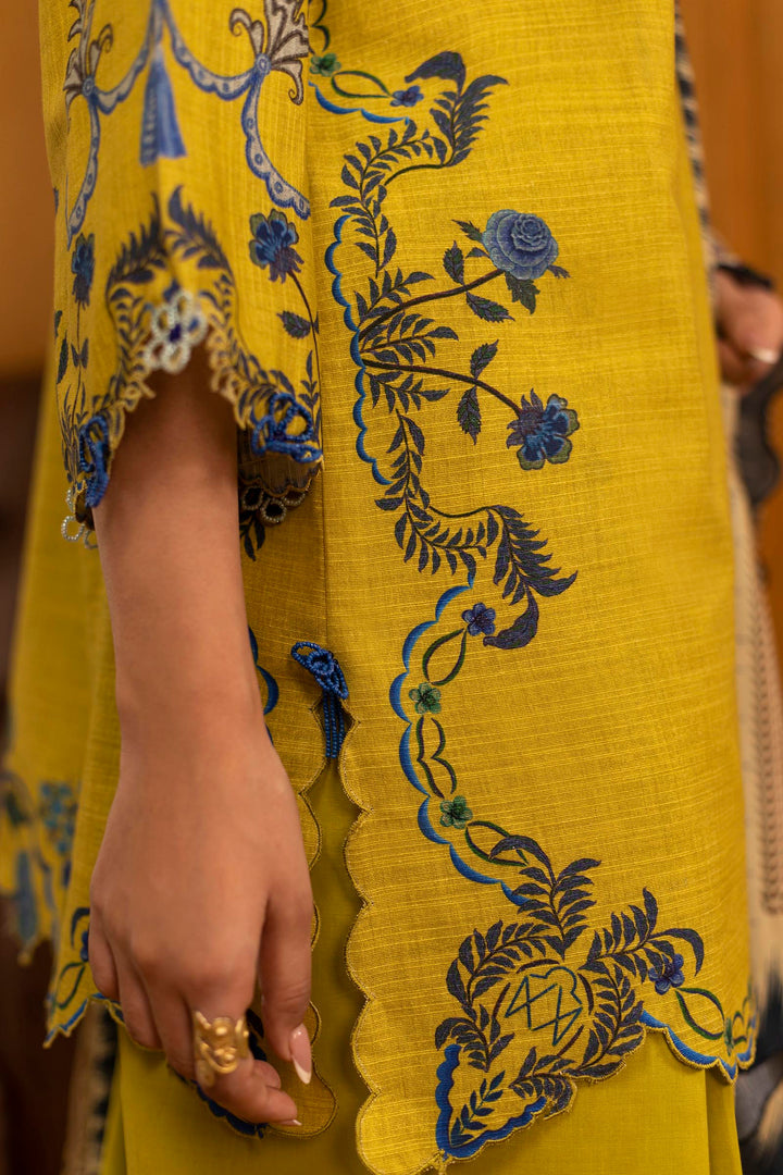 Sana Safinaz - Slub Muzlin - 3 Piece - Unstitched - M253-004A-3Cy