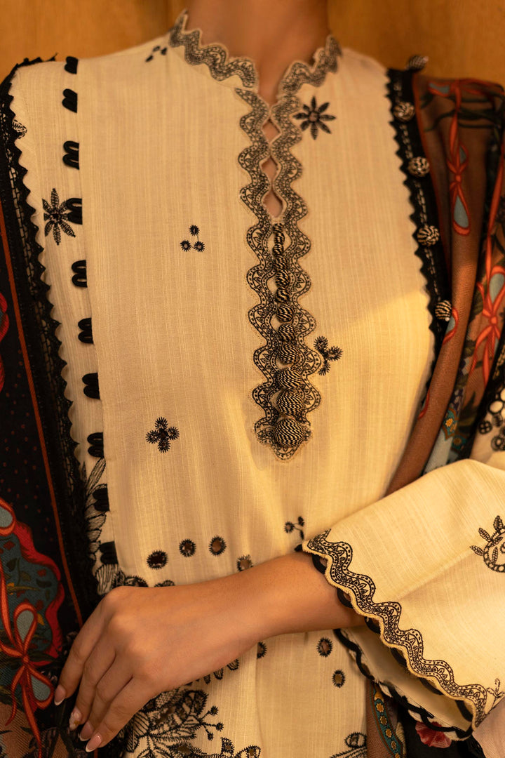 Sana Safinaz - Slub Muzlin - 3 Piece - Unstitched - M253-005B-3Ap