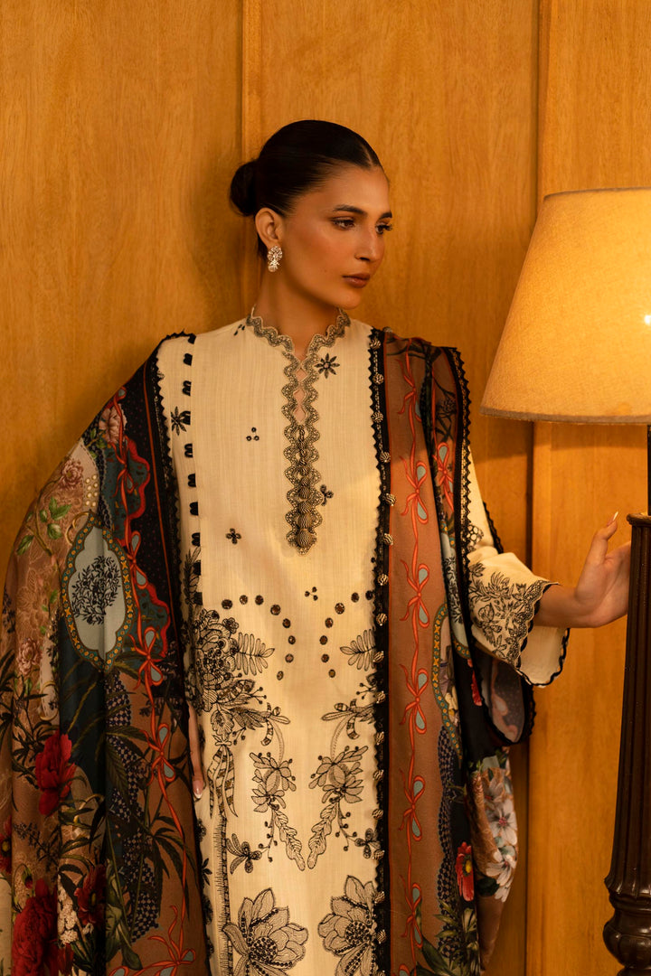 Sana Safinaz - Slub Muzlin - 3 Piece - Unstitched - M253-005B-3Ap