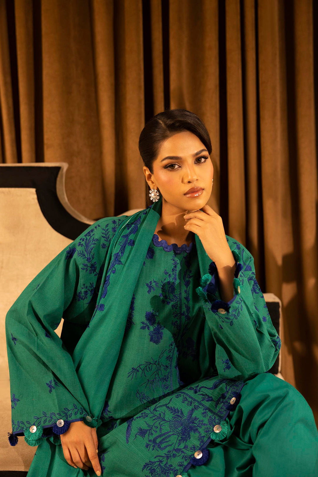 Sana Safinaz - Slub Muzlin - 3 Piece - Unstitched - M253-010A-3Cp